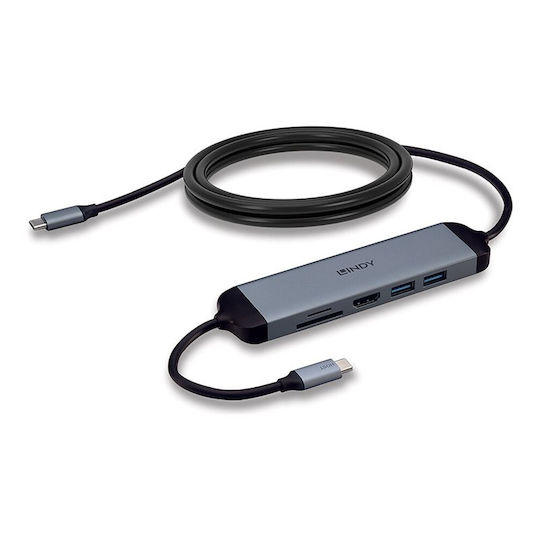 Lindy USB-C Докинг станция с HDMI 4K PD Сребрист (43326)