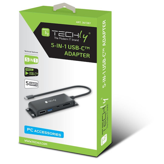 Techly USB-C Docking Station with HDMI 4K Black (IADAP-USBC-935)