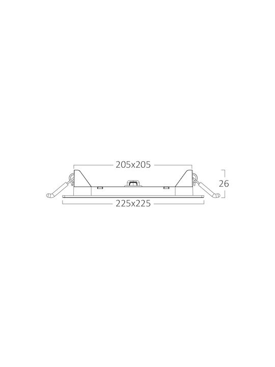 Braytron Square Recessed LED Panel 18W with Cool White Light 6500K 22.5x22.5cm