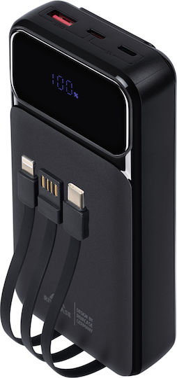 Rivacase VA2221 Power Bank 20000mAh 22.5W με Θύρα USB-A και Θύρα USB-C Power Delivery / Quick Charge Μαύρο