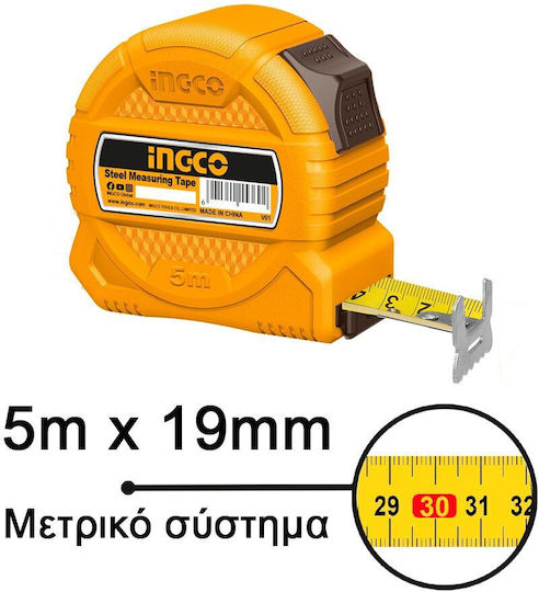 Ingco Tape Measure with Auto-Rewind 19mm x 5m