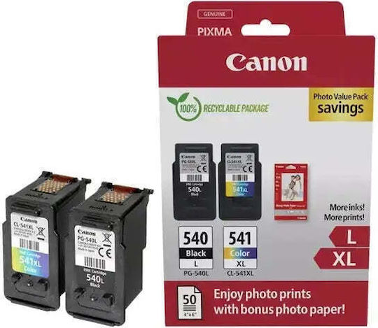 Canon Pg-540 L Cl-541 Xl Γνήσιο Photo Value Pack με 1 Μελάνι InkJet Μαύρο (5224B012)