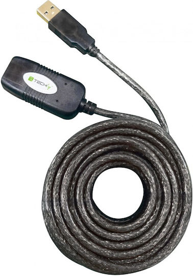 Techly USB 2.0 Кабел USB-A мъжки - USB-A женски Черен 10м 023646