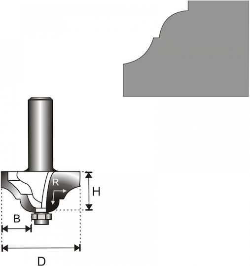 Dedra Cutter Bit Hartmetall für Holz 16.1mm x 41.3mm mit Kugellager