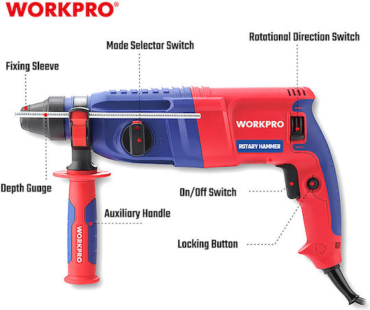 WorkPro Demolition Hammer Electric 800W with Chuck SDS Plus WP470406