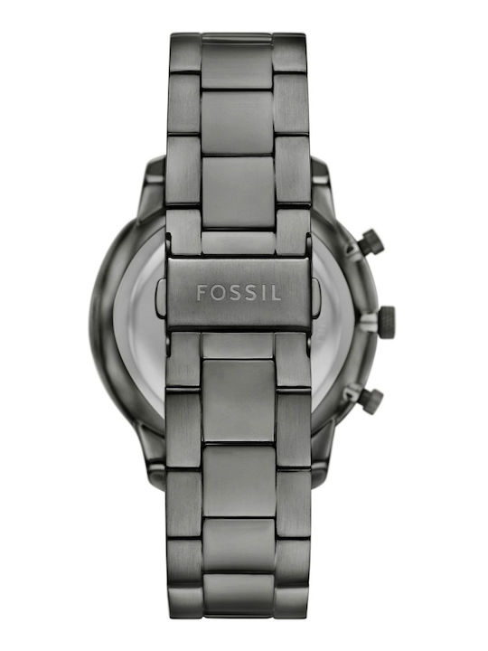 Fossil Ανδρικό Ρολόι 44mm Χρονογράφος Μπαταρίας με Γκρι Μεταλλικό Μπρασελέ