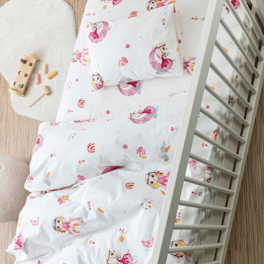 Borea Dreamer Baby Sheets Set Crib Cotton Pink 120x160cm 3pcs