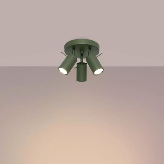 Sollux Triplu Spot cu Soclu GU10 în Culoare Verde