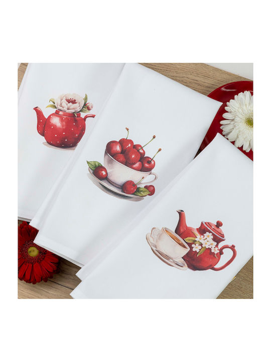 Borea Tea Towel from 100% Cotton in White Color 50x70cm 3pcs