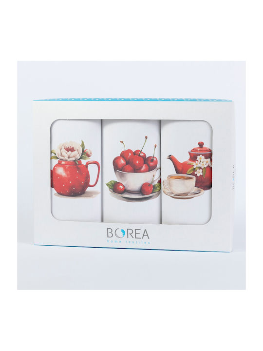 Borea Tea Towel from 100% Cotton in White Color 50x70cm 3pcs