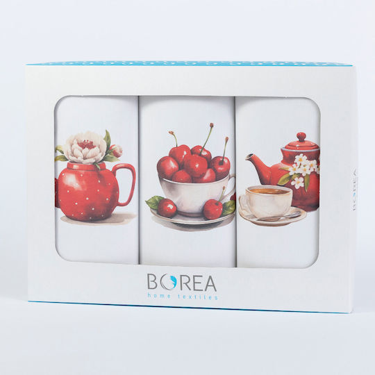 Borea Tea Towel from 100% Cotton in White Color 50x70cm 3pcs