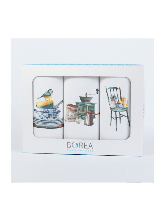 Borea Tea Towel from 100% Cotton in White Color 50x70cm 3pcs