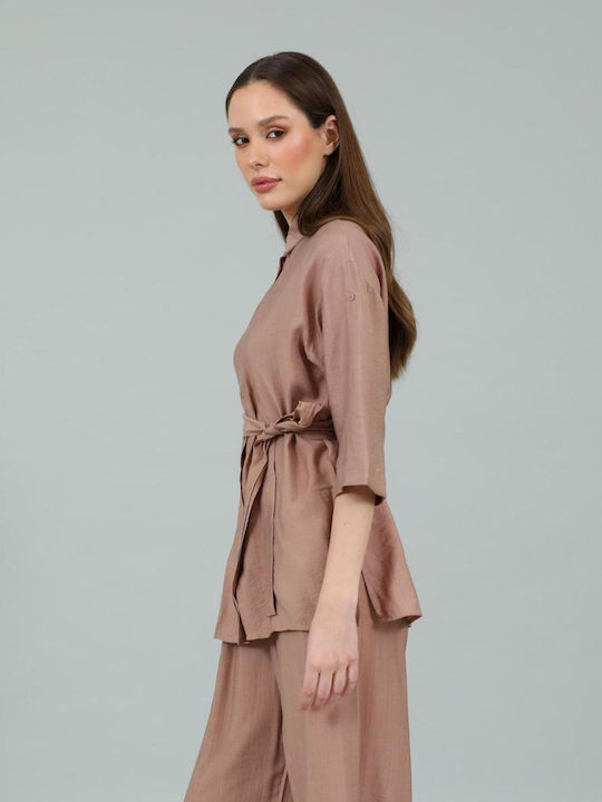 Women's Long Sleeve Shirt Camel