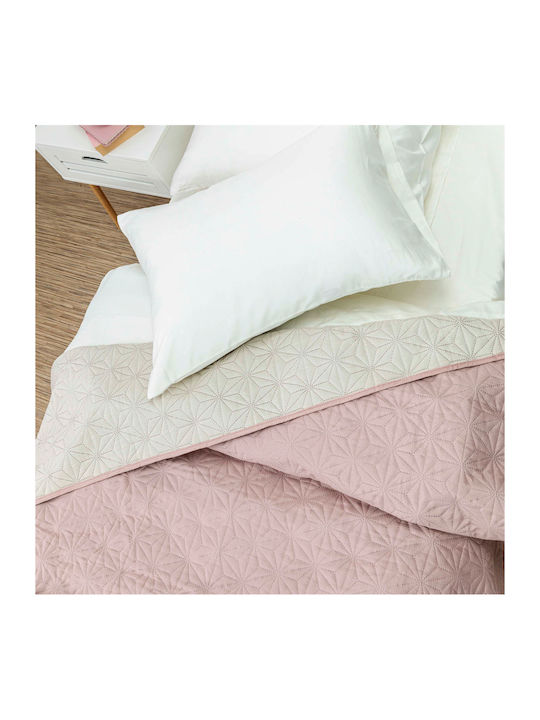 Borea Stellar Coverlet Single from Polyester Pink-Ecru 160x240cm