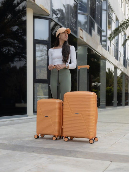 Cardinal Travel Suitcases Hard Orange Max Height 60cm with 4 Wheels Set of 2