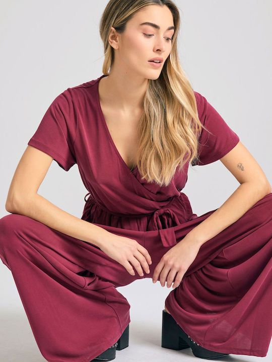 Women's Short-sleeved One-piece Suit Earth Red