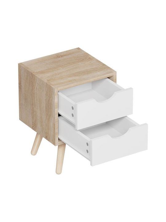 Bedside Table Selma Wooden Beige 29.7x29.7x45cm