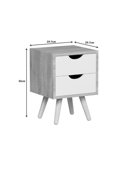 Bedside Table Selma Wooden Beige 29.7x29.7x45cm