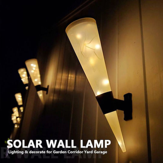 Set of 2 Wall Solar Lights Torches Cold White with Motion Sensor and Photocell IP65 27.5cmx4.5cmx21cmcm
