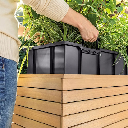 Lechuza Palo Natural Wood Low 35 Floor Planter 35x35x37cm Self-Watering Eucalyptus Wood Container