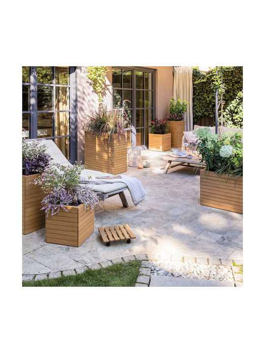 Lechuza Palo Natural Wood Low 35 Επιδαπέδια Γλάστρα 35x35x37cm Αυτοποτιζόμενη Δοχείο Φυσικό Ξύλο Ευκαλύπτου