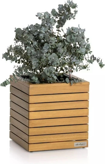 Lechuza Palo Natural Wood Low 35 Floor Planter 35x35x37cm Self-Watering Eucalyptus Wood Container