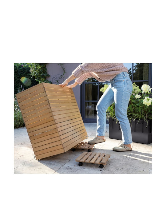 Lechuza Palo Lemn Natural Larg 80 Ghiveci de Podea Jos 79x37x46cm Auto-Udare Recipient Lemn Natural Eucalipt