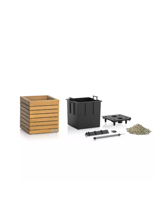 Lechuza Palo Natural Wood Low 45 Επιδαπέδια Γλάστρα 44x44x46cm Αυτοποτιζόμενη Δοχείο Φυσικό Ξύλο Ευκαλύπτου