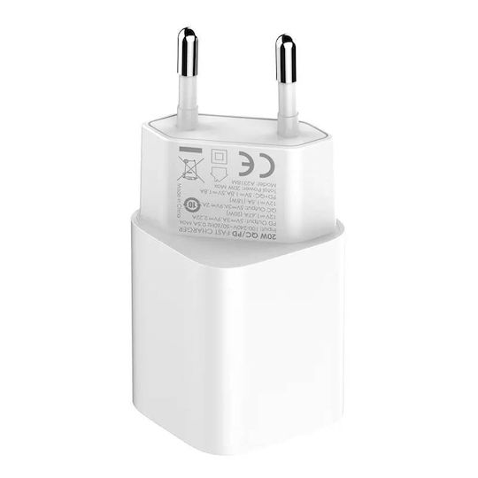 Ldnio с USB-A порт и USB-C порт и кабел USB-C - Lightning 20W Power Delivery Бял (A2318M)