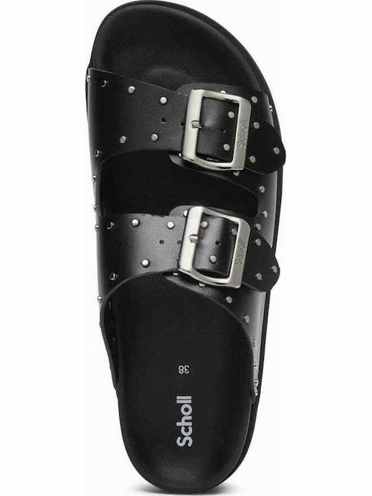Leather Women's Flat Sandals Anatomic in Black Color