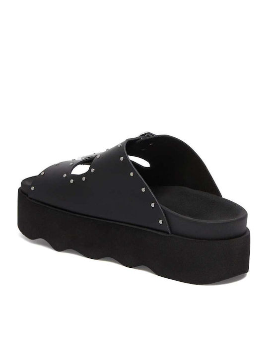 Leather Women's Flat Sandals Anatomic in Black Color