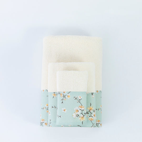 Borea Bath Towel Set 3pcs Jasmine Petrol Blue