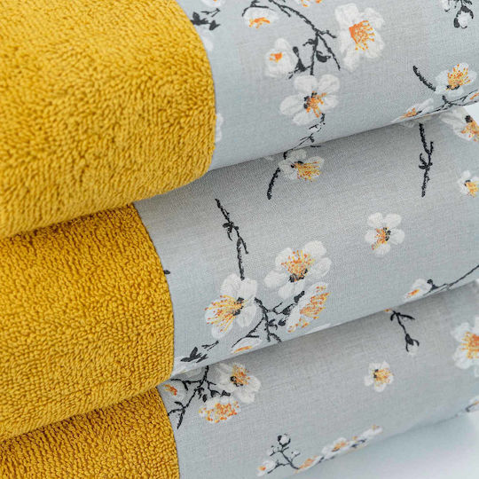Borea Bath Towel Set 3pcs Jasmine Petrol Blue