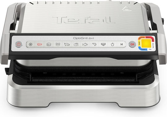 Tefal OptiGrill 2in1 Τοστιέρα Γκριλιέρα με Αποσπώμενες Πλάκες 2100W Γκρι