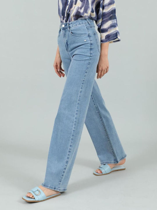 Women's Jean Trousers in Straight Line Light Blue