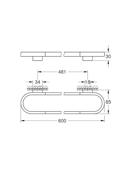 Grohe Selection Calea ferată de Baie Simplă De Perete cu șuruburi Negru