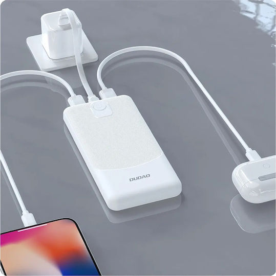 Dudao K10Pro Power Bank 20000mAh 10W с 2 USB-A порта Бял