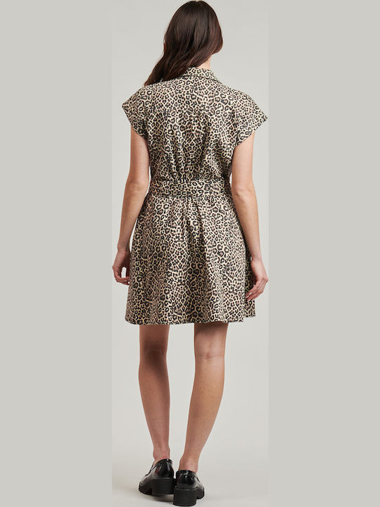 Sommer Mini Hemdkleid Braun