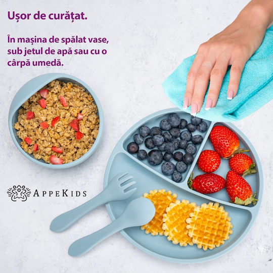 AppeKids Feeding Set made of Silicone Turquoise 5pcs