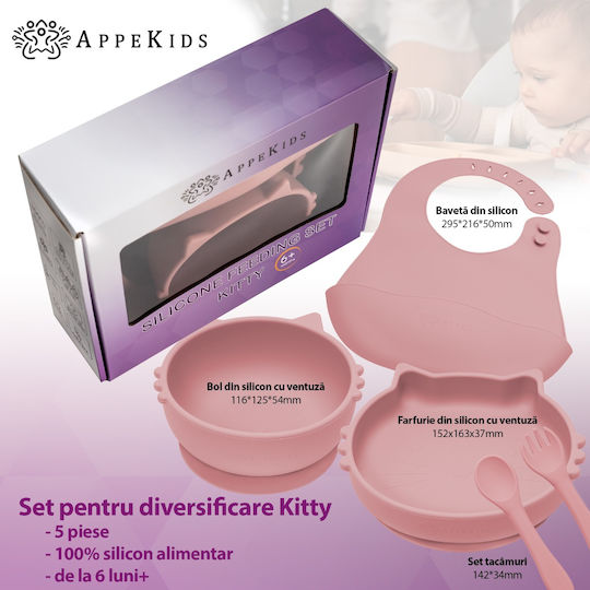 AppeKids Σετ Φαγητού από Σιλικόνη Ροζ 6τμχ