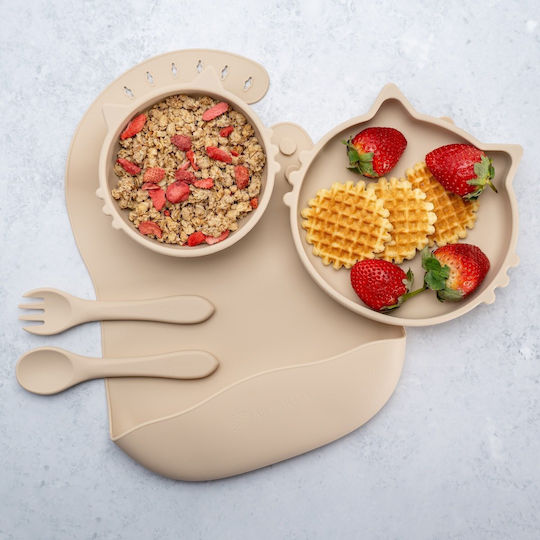 AppeKids Set Essgeschirr aus Silikon Beige 6Stück