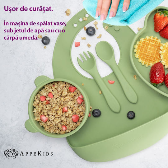 AppeKids Feeding Set made of Silicone Green 5pcs