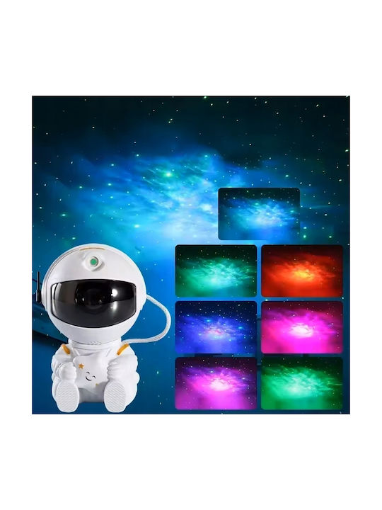 Led Περιστρεφόμενο Παιδικό Φωτιστικό Projector με Προβολή Αστεριών Λευκό 22.8x12x11.3εκ.