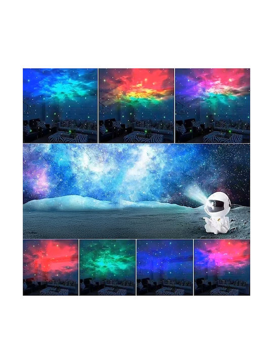 Led Περιστρεφόμενο Παιδικό Φωτιστικό Projector με Προβολή Αστεριών Λευκό 22.8x12x11.3εκ.