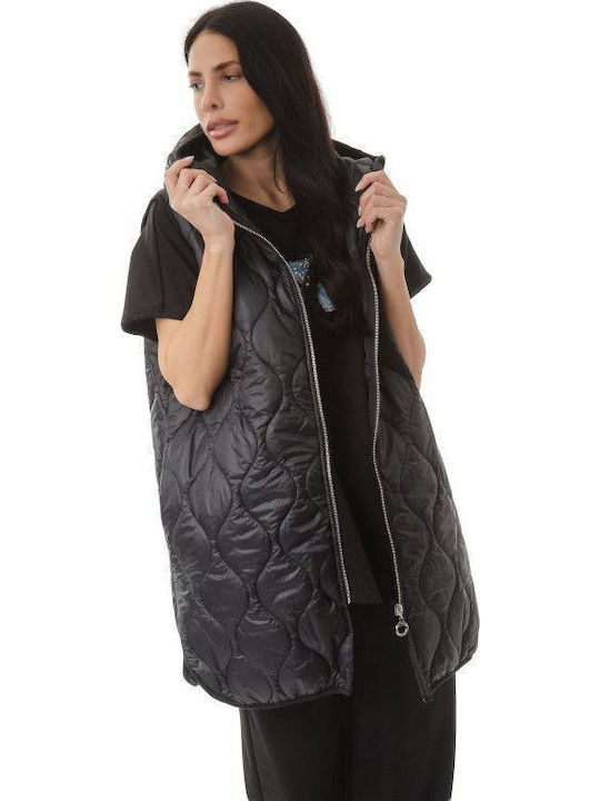 Women's Long Puffer Jacket for Winter Black