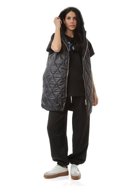 Women's Long Puffer Jacket for Winter Black