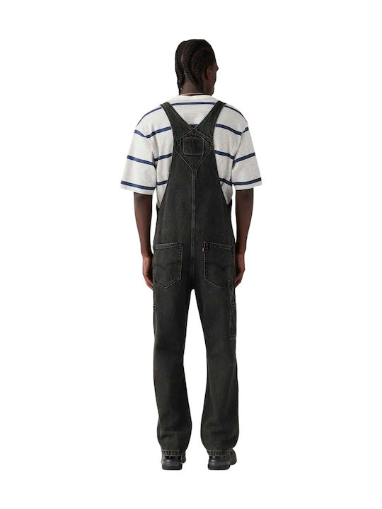 Men's Jeans Overalls with Loose Straight Fit Black