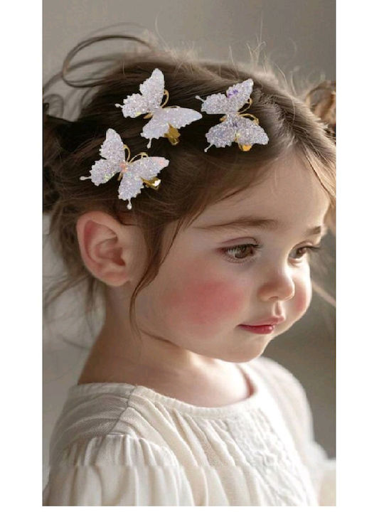 Elecool Butterfly Strass Kids Hair Clip In White Color