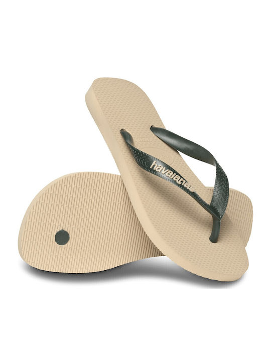 Top Logo Pop Up Men's Flip Flops Beige