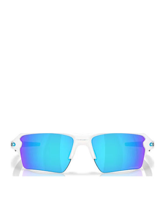 Oakley Prizm Sapphire Men's Sunglasses with White Plastic Frame and Blue Mirror Lens